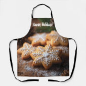 スノーフレーク型クッキーとハッピーホリデー エプロン (正面)