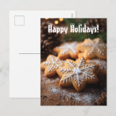 スノーフレーク型クッキーとハッピーホリデー シーズンポストカード (正面/裏面)