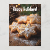 スノーフレーク型クッキーとハッピーホリデー シーズンポストカード (正面)