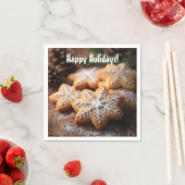 スノーフレーク型クッキーとハッピーホリデー スタンダードカクテルナプキン (インサイチュ)