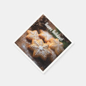 スノーフレーク型クッキーとハッピーホリデー スタンダードカクテルナプキン (角)