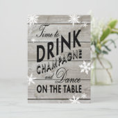 スノーフレーク婚約パーティタイムトゥドリンクシャンパーニュ 招待状 (スタンド正面)