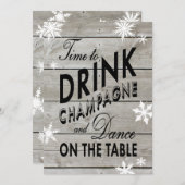 スノーフレーク婚約パーティタイムトゥドリンクシャンパーニュ 招待状 (正面/裏面)