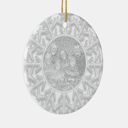 スノーフレーク婚約フォトオーナメント セラミックオーナメント (右)