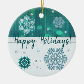 スノーフレーク宝石3Dカスタムメッセージ セラミックオーナメント (正面)