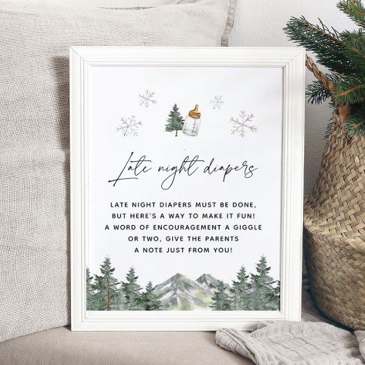 スノーフレーク山の赤ちゃんシャワー深夜おむつ ポスター