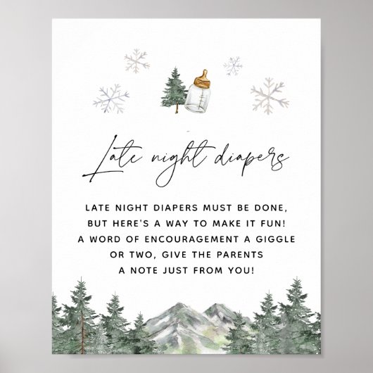 スノーフレーク山の赤ちゃんシャワー深夜おむつ ポスター (正面)