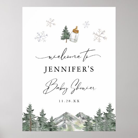 スノーフレーク山赤ちゃんシャワー歓迎サインのポスター ポスター (正面)