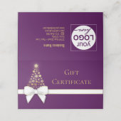 スノーフレーク弓パープルクリスマスツリーのギフトカード プレイスカード (外部開封)
