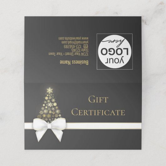 スノーフレーク弓ブラックグレークリスマスツリーギフトカード プレイスカード (外部開封)