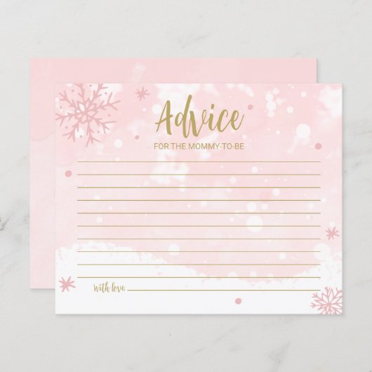 スノーフレーク手頃ベビーシャワーアドバイスカード (正面/裏面)