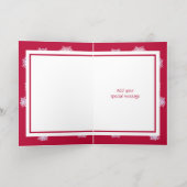 スノーフレーク折り畳みフォイルレッドホリデーカード 箔シーズンカード (内側レイダウン)