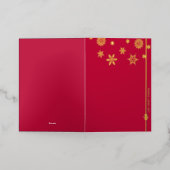 スノーフレーク折り畳みフォイルレッドホリデーカード 箔シーズンカード (外側レイダウン)