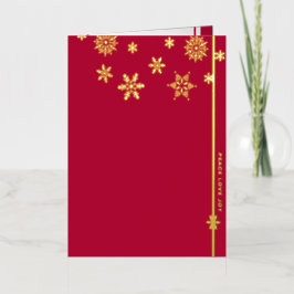 スノーフレーク折り畳みフォイルレッドホリデーカード 箔シーズンカード