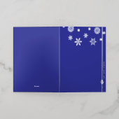 スノーフレーク折り畳みブルーフォイルホリデーカード 箔シーズンカード (外側レイダウン)