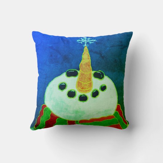 スノーフレーク抽象芸術クリスマスアート付き雪だるま クッション (裏面)