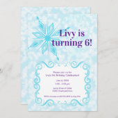 スノーフレーク招待状；ウィンターワンダーランドパーティー 招待状 (正面/裏面)