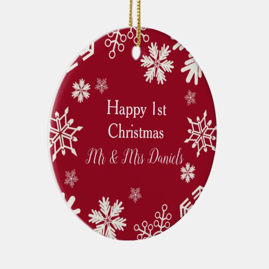 スノーフレーク新婚クリスマスオーナメント セラミックオーナメント (右)