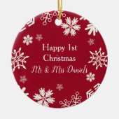 スノーフレーク新婚クリスマスオーナメント セラミックオーナメント (正面)