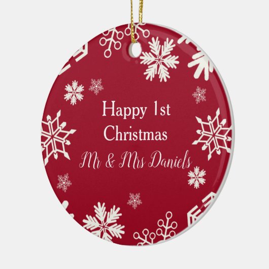 スノーフレーク新婚クリスマスオーナメント セラミックオーナメント (左)