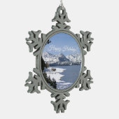 スノーフレーク枠のパーソナライズオーナメント スノーフレークピューターオーナメント (左)