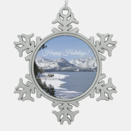 スノーフレーク枠のパーソナライズオーナメント スノーフレークピューターオーナメント