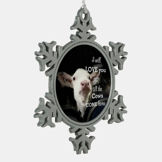 スノーフレーク枠付き牛オーナメント スノーフレークピューターオーナメント (左)