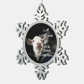 スノーフレーク枠付き牛オーナメント スノーフレークピューターオーナメント (右)