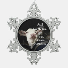 スノーフレーク枠付き牛オーナメント スノーフレークピューターオーナメント