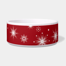 スノーフレーク柄のレッド ドッグベッド ボウル