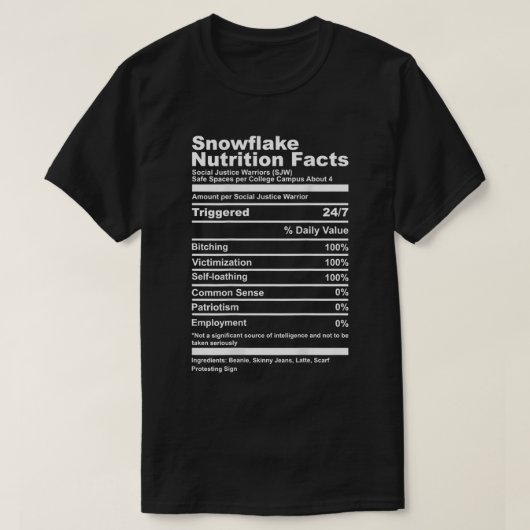 スノーフレーク栄養の事実おもしろい社会主義キャピタル Tシャツ (デザイン正面)