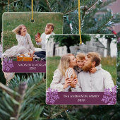 スノーフレーク梅きらきら光るトレンディー2写真クリスマス セラミックオーナメント