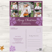 スノーフレーク梅きらきら光る5家族フォトクリスマス シーズンポストカード