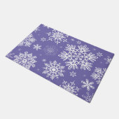 スノーフレーク模様クリスマスパープルホワイト ドアマット (アングル)