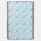 スノーフレーク模様ブルー スローブランケット (正面縦)