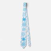 スノーフレーク模様ブルー ネクタイ (正面)