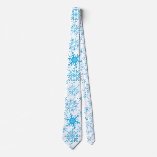 スノーフレーク模様ブルー ネクタイ (正面)