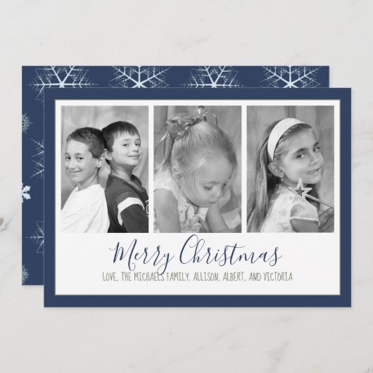 スノーフレーク海軍クリスマスフォトカードの数々の写真 シーズンカード (正面/裏面)
