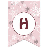 スノーフレーク淡い色のピンクハッピーバースデー バンティングフラッグ (第2の旗)