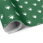 スノーフレーク濃い緑の白い星冬の休日 ラッピングペーパー (ロールコーナー)