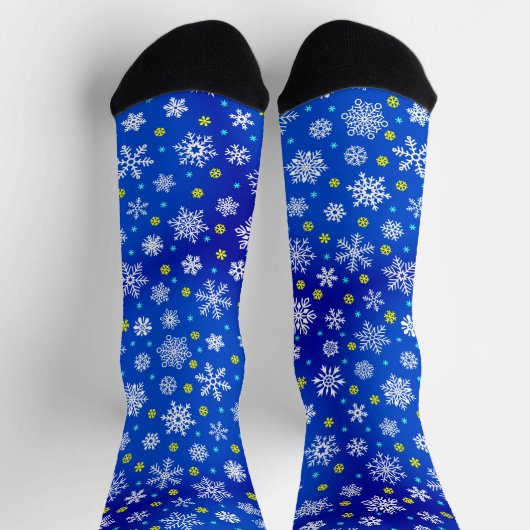 スノーフレーク王室のブルーネイビーブルーモダンシックエレガント ソックス (上部)