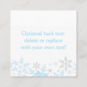 スノーフレーク男の赤ちゃんシャワーメッセージカードブルーシルバー スクエア名刺 (裏面)