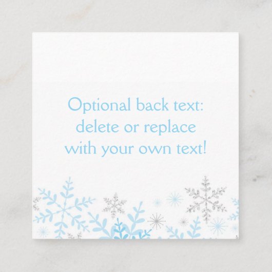 スノーフレーク男の赤ちゃんシャワーメッセージカードブルーシルバー スクエア名刺 (裏面)