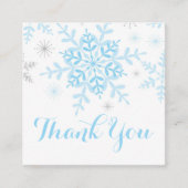スノーフレーク男の赤ちゃんシャワーメッセージカードブルーシルバー スクエア名刺 (正面)
