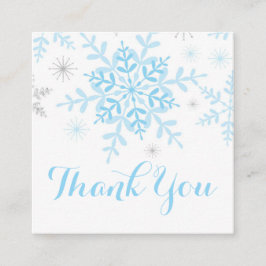 スノーフレーク男の赤ちゃんシャワーメッセージカードブルーシルバー スクエア名刺