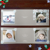 スノーフレーク白オパール幸せクリスマス4写真 三つ折りクリスマスカード