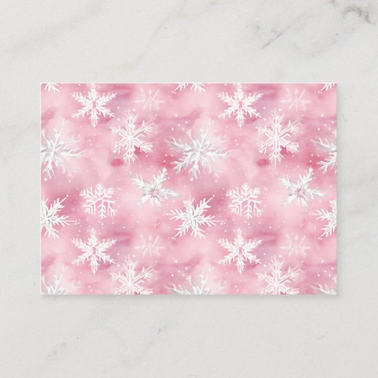 スノーフレーク白色ピンクの水カラーベビー エンクロージャーカード (裏面)
