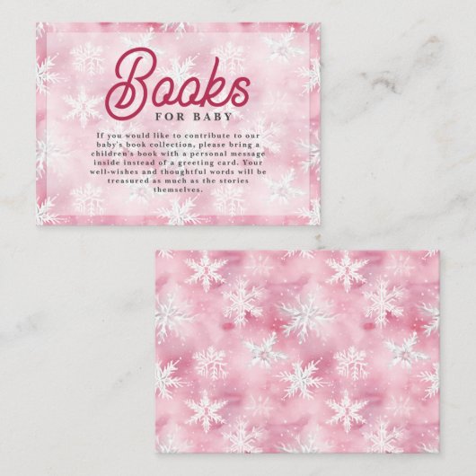 スノーフレーク白色ピンクの水カラーベビー エンクロージャーカード (正面/裏面)