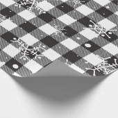 スノーフレーク白黒バッファロープレイド ラッピングペーパー (角)