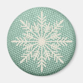 スノーフレーク素朴な刺繍ルック冬のヴィンテージ マグネット (正面)